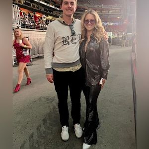 Sequin pants set - flare pants and button down top - NYE outfit